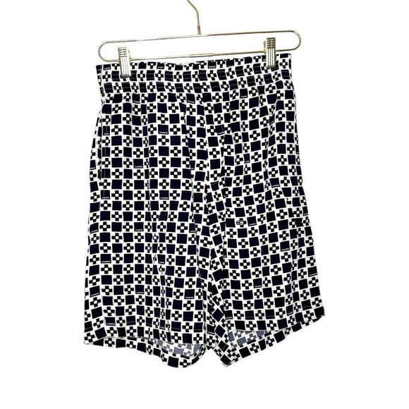 Sandro Cross Print Bermuda Shorts Men 36 Navy Pockets Silky Streetwear - Picture 1 of 7